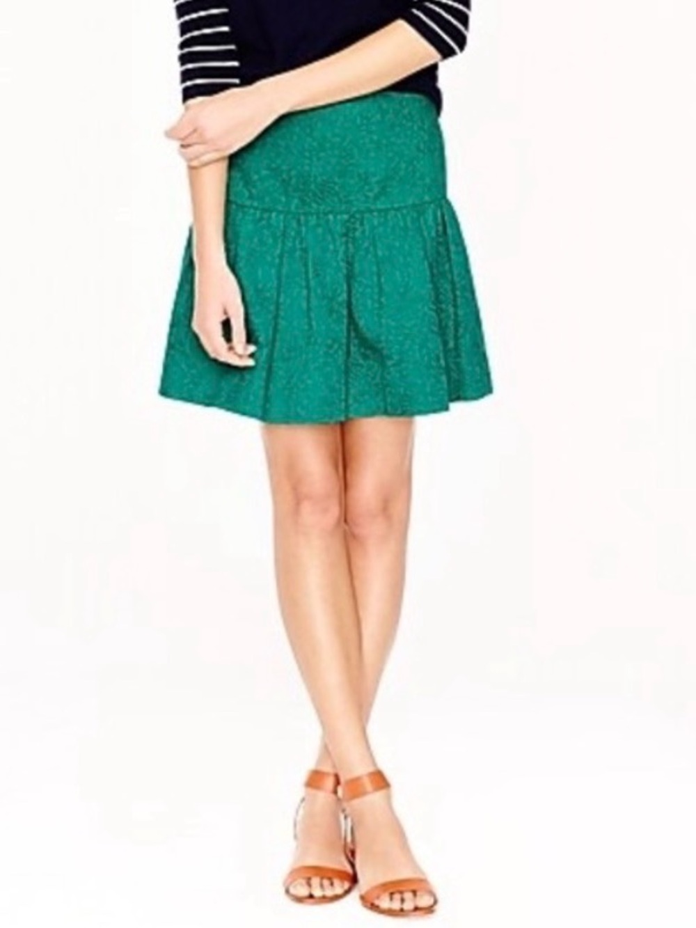 J.Crew Green Floral Jacquard Drop Waist Mini Skirt Preppy Academia Size 4